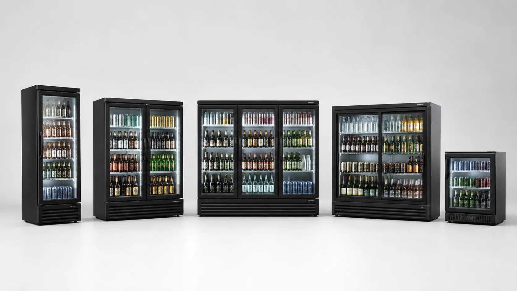 low height single double triple sliding door and undercounter back bar refrigerator product series