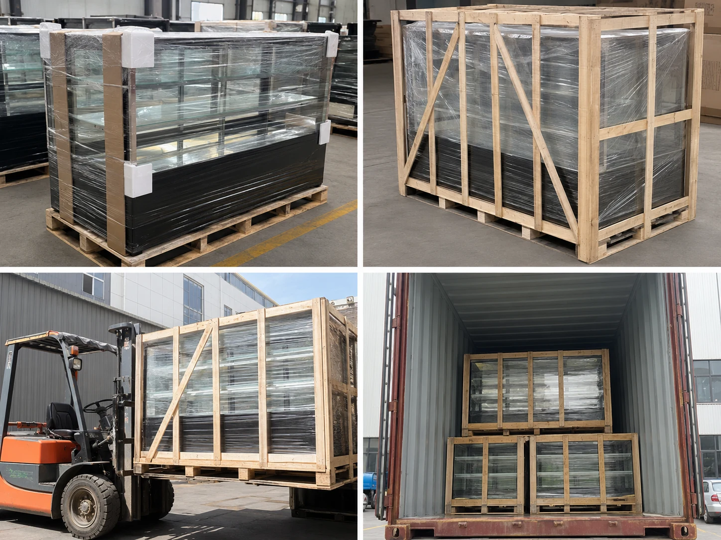 cake display cabinet export packaging loading