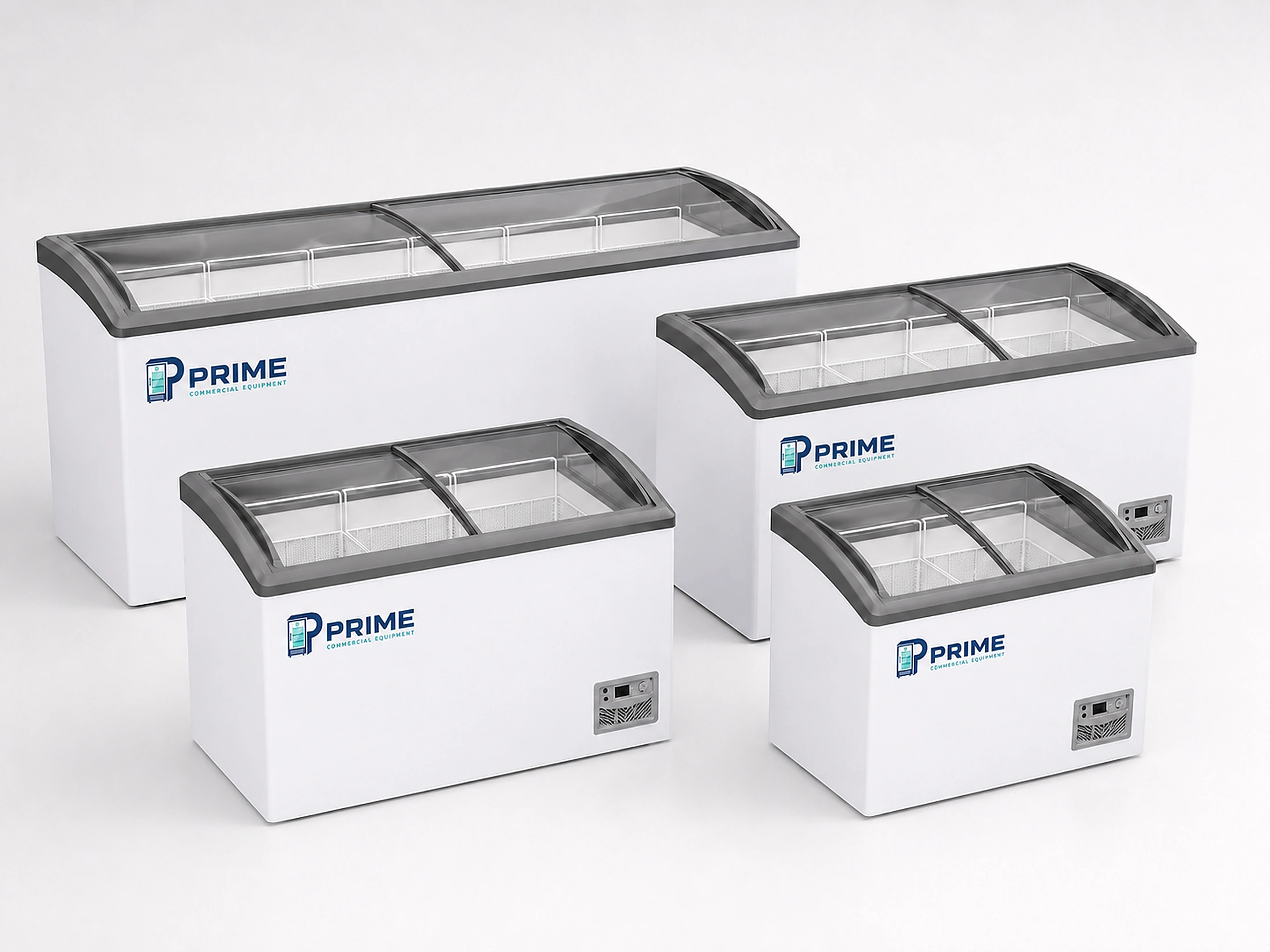 curved glass top commercial chest freezer series