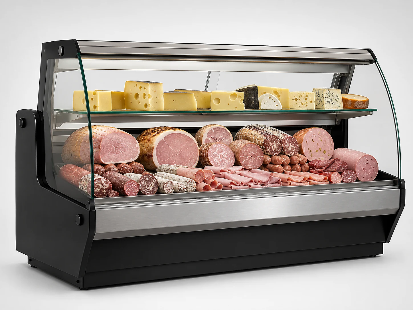 commercial cheese and cold cuts refrigerated deli display case