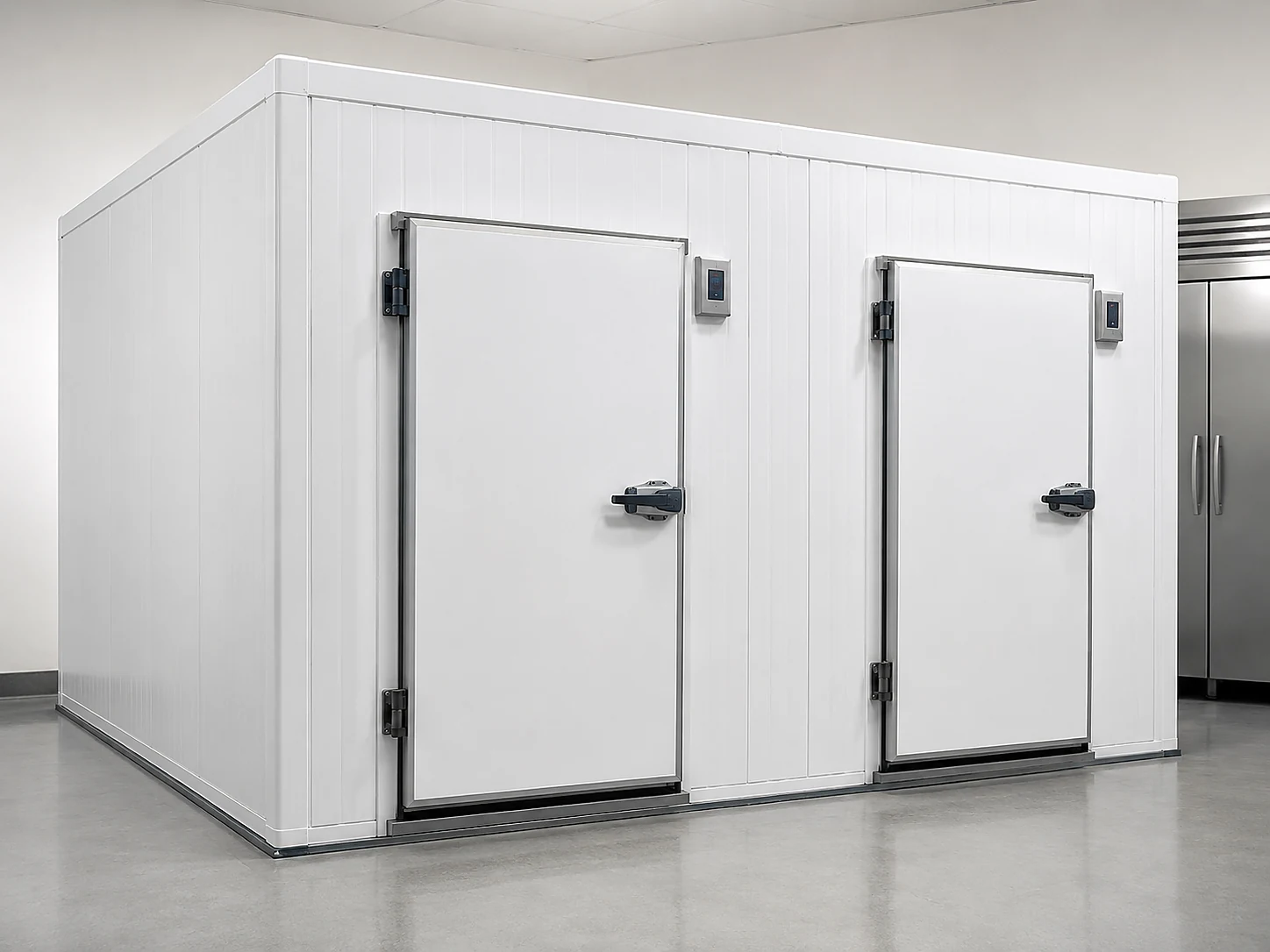 commercial combined walk-in cooler and freezer room