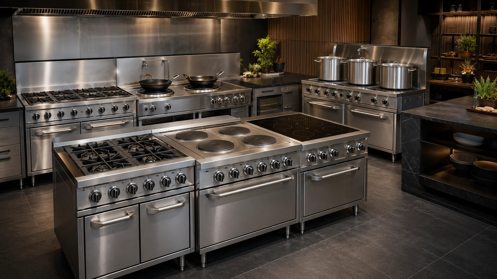 commercial cooking ranges including gas electric induction and wok ranges