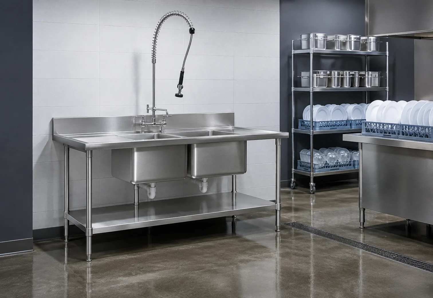 commercial dish tables and sorting equipment