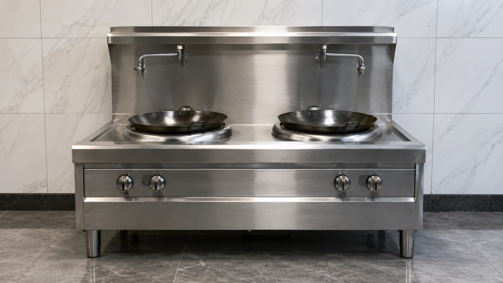 commercial double wok range for Chinese restaurant kitchen