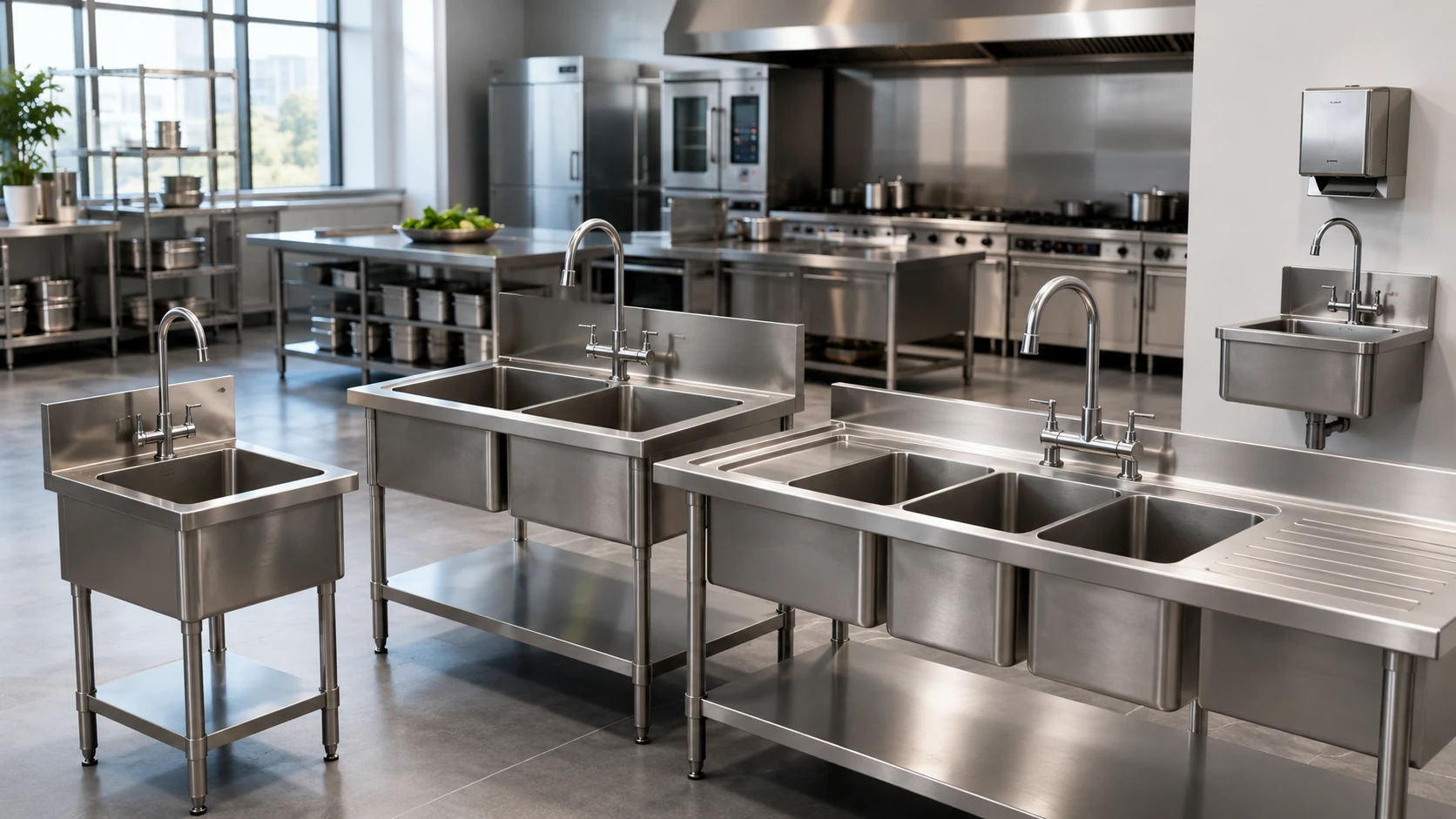 Commercial stainless steel sinks for restaurant kitchen equipment