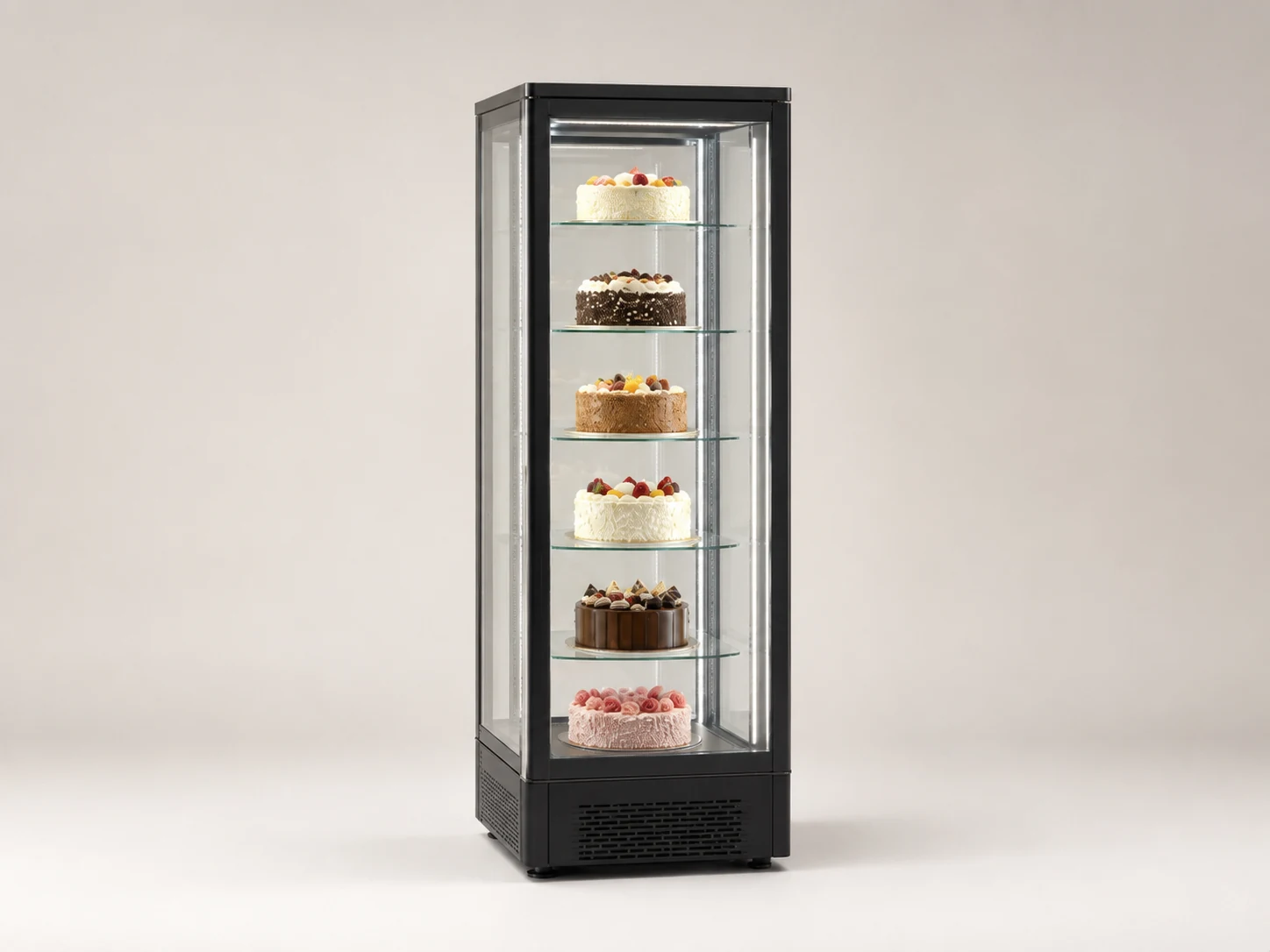 commercial tall glass cake display refrigerator