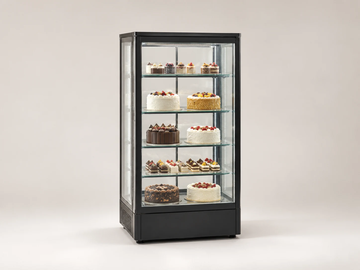 commercial upright cake display refrigerator