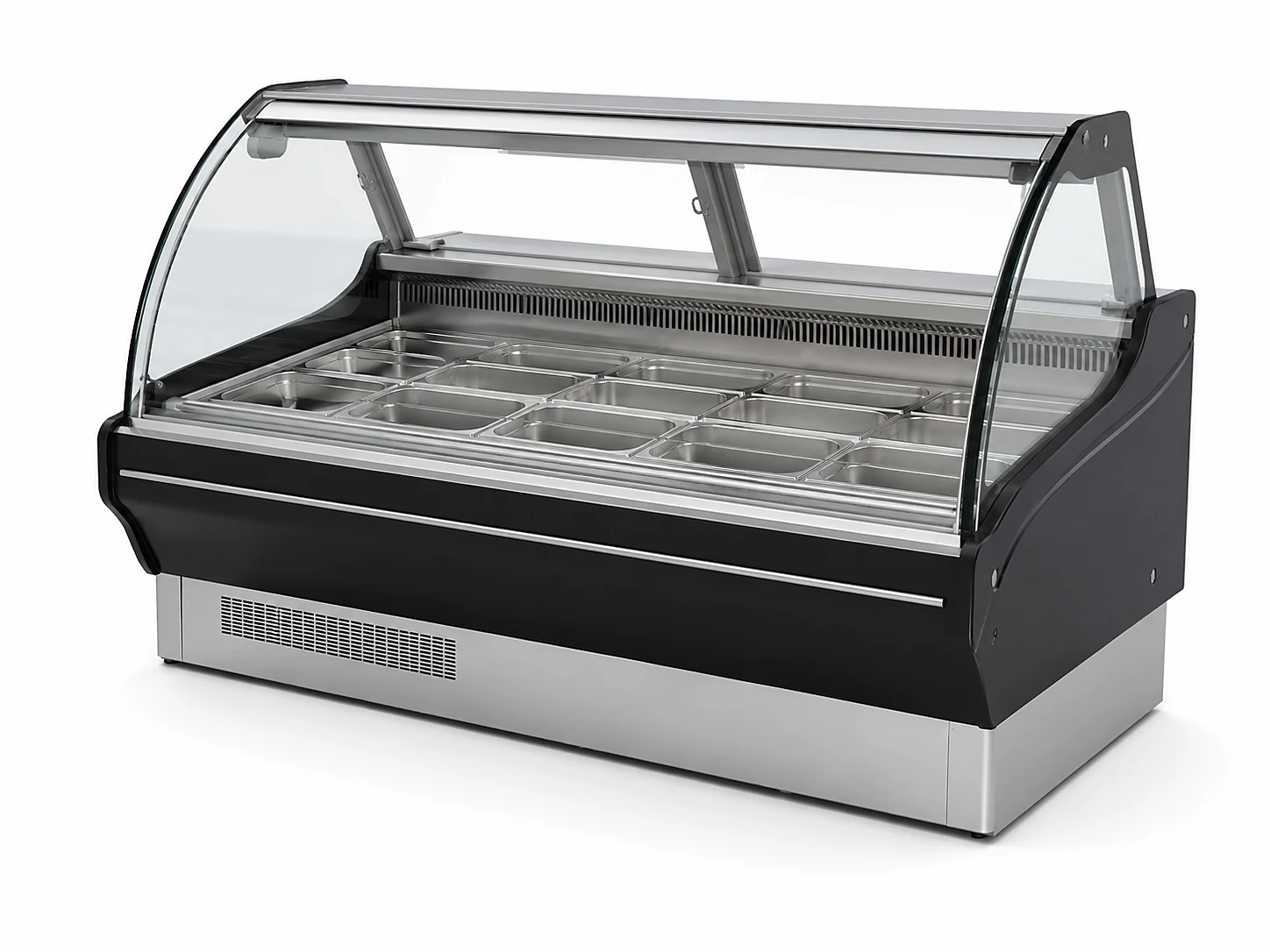 curved glass commercial refrigerated deli display case