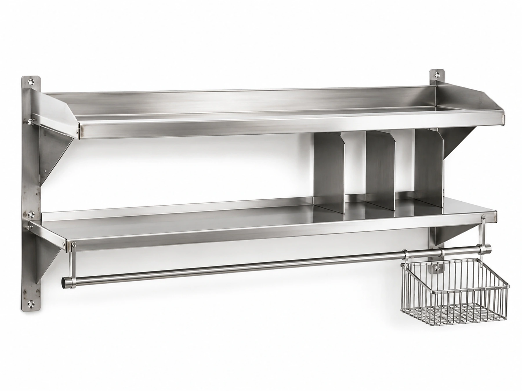 custom commercial stainless steel wall mounted storage shelf