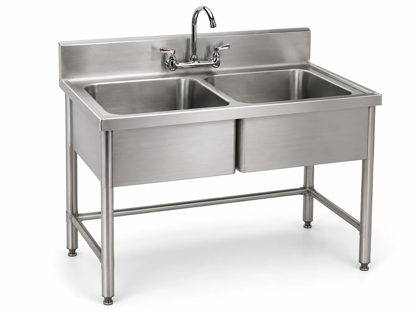 double bowl commercial stainless steel sink
