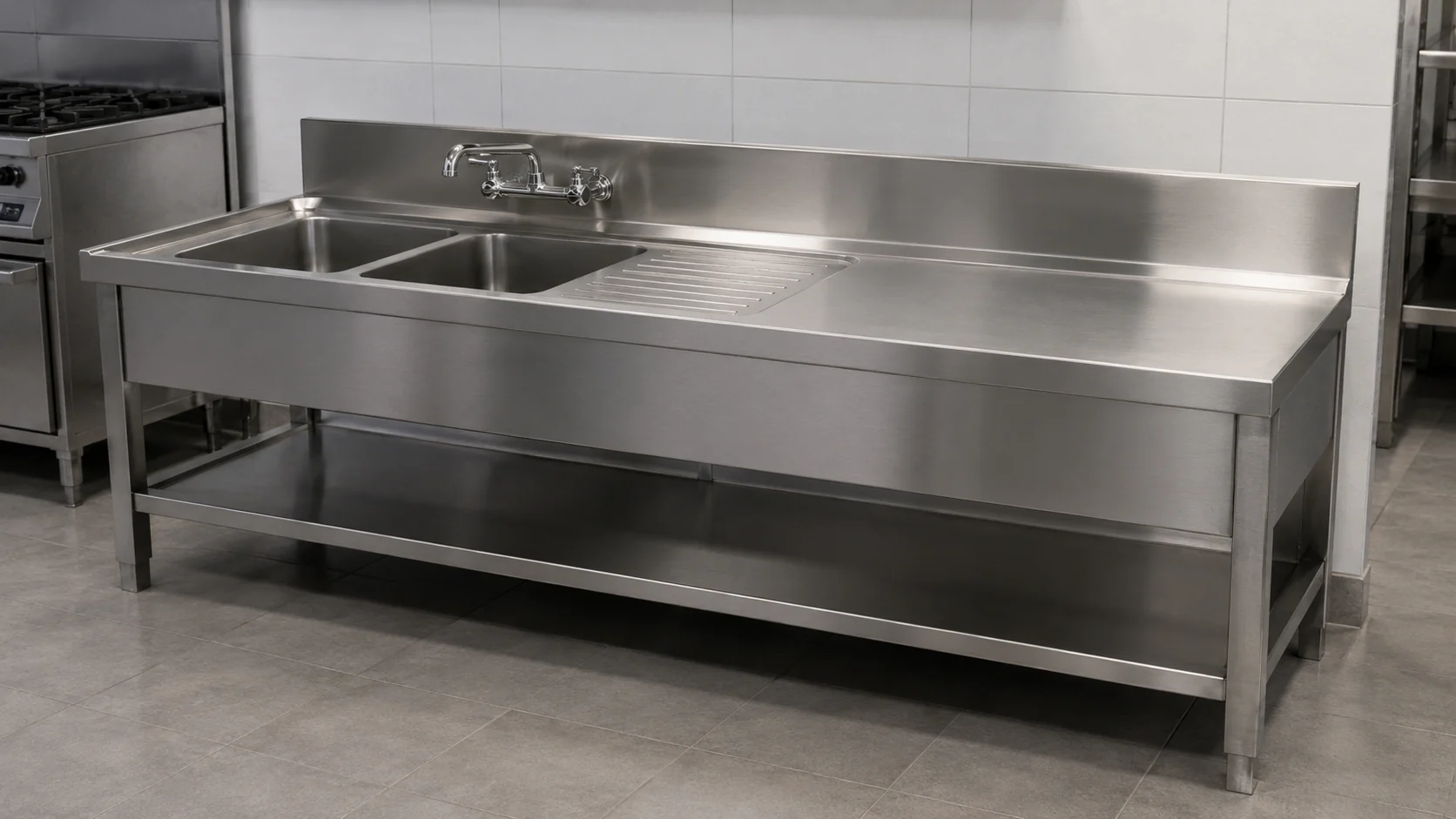 integrated stainless steel sink and worktop unit