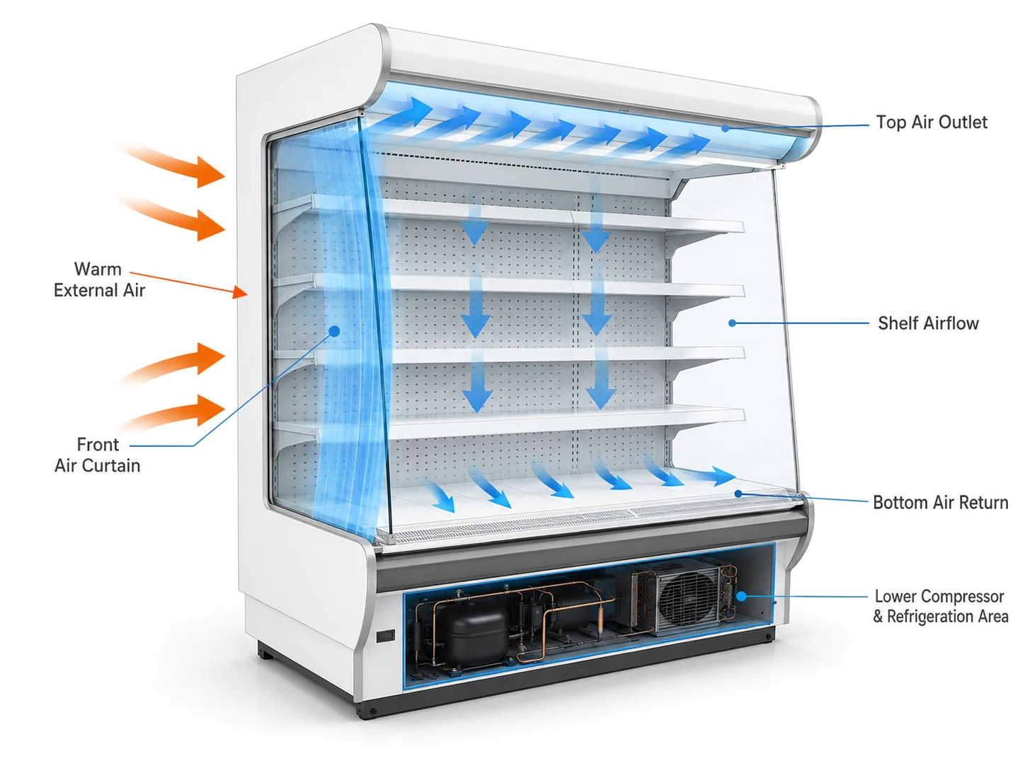 open chiller air curtain cooling system