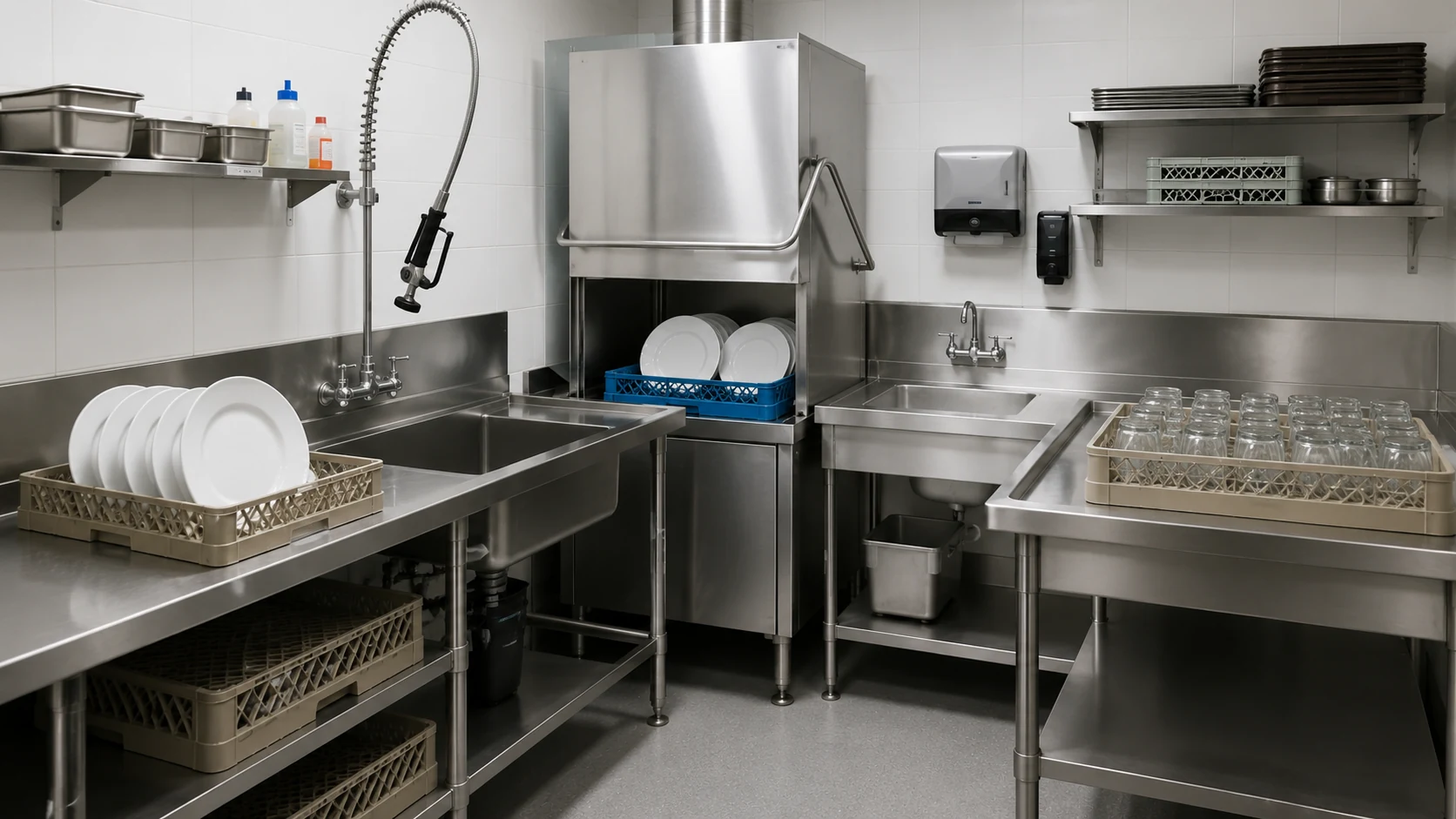 commercial dishwashing and cleaning equipment for restaurant kitchens
