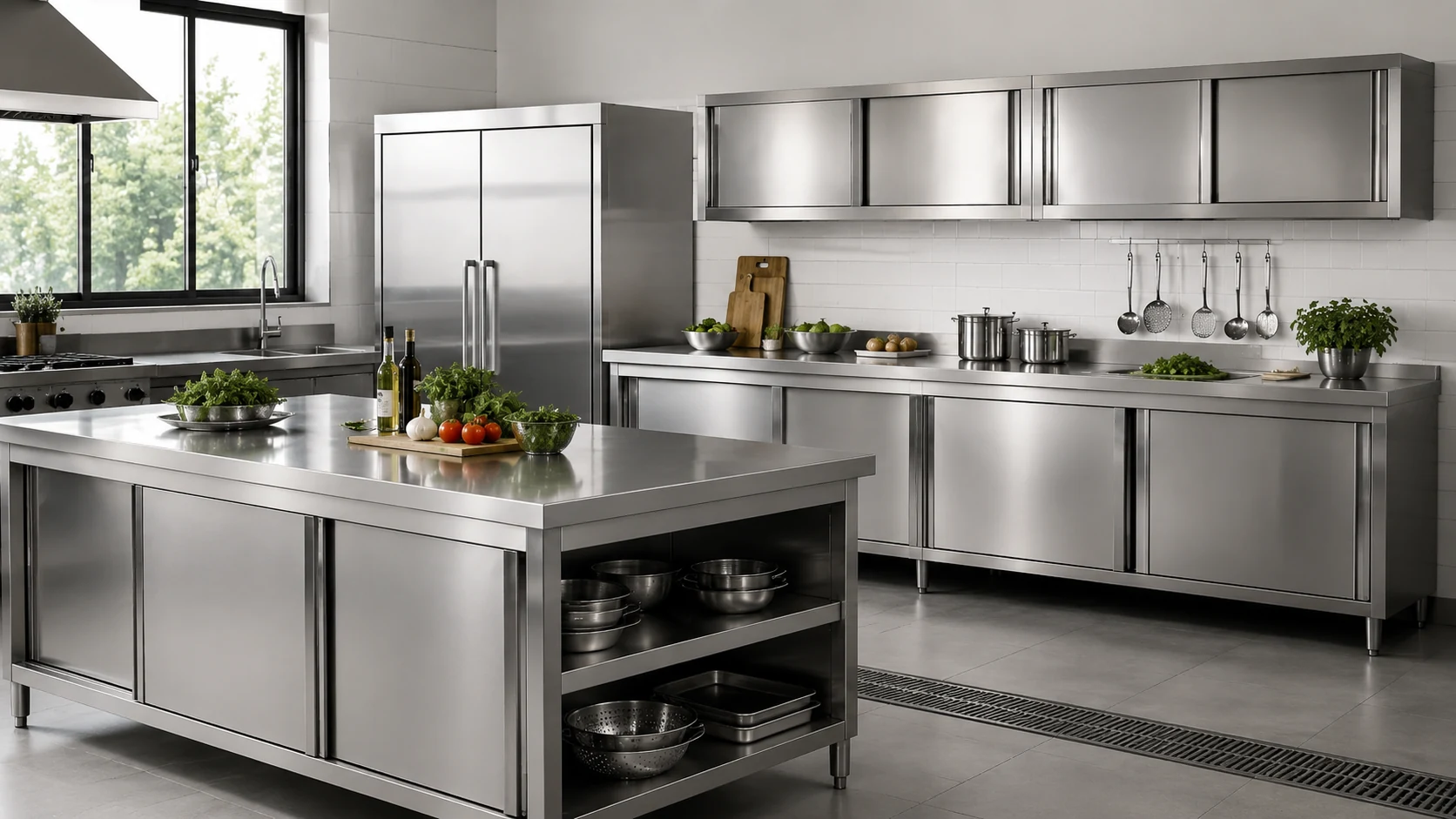 commercial stainless steel cabinets application in restaurant kitchen