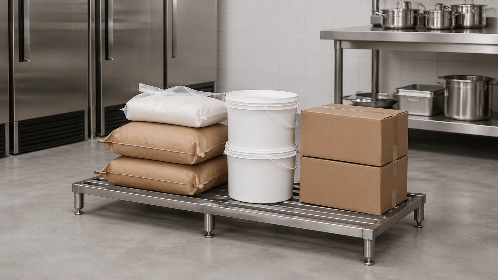 stainless steel dunnage rack for sacks boxes and heavy ingredients