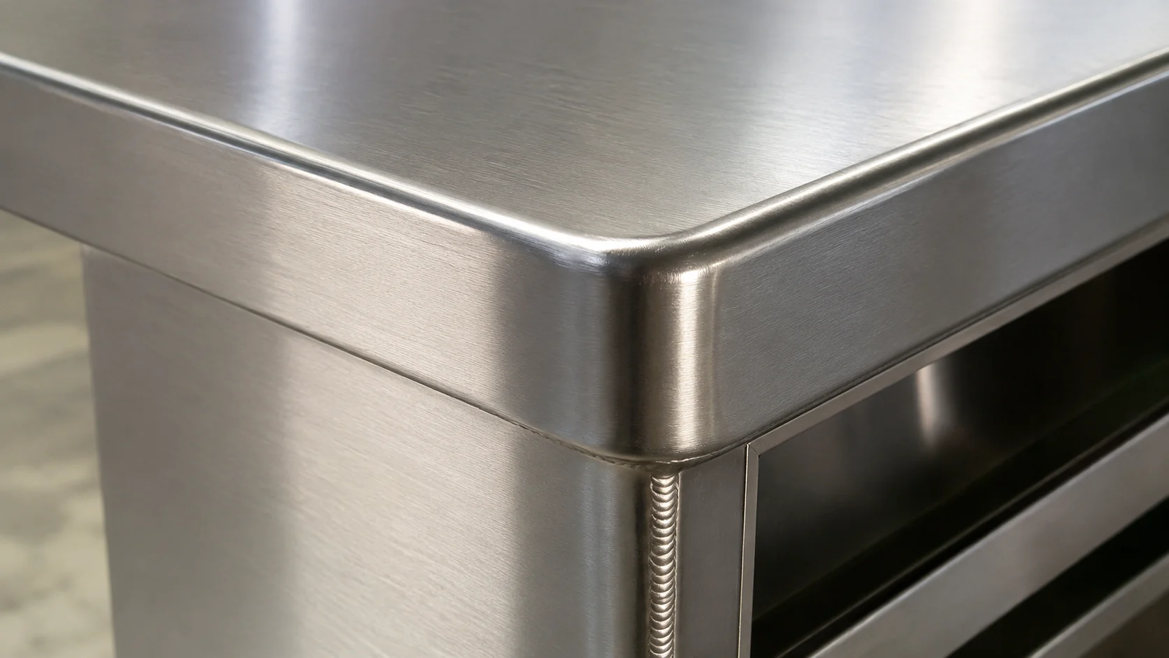 stainless steel fabrication welding bending and brushed finish detail