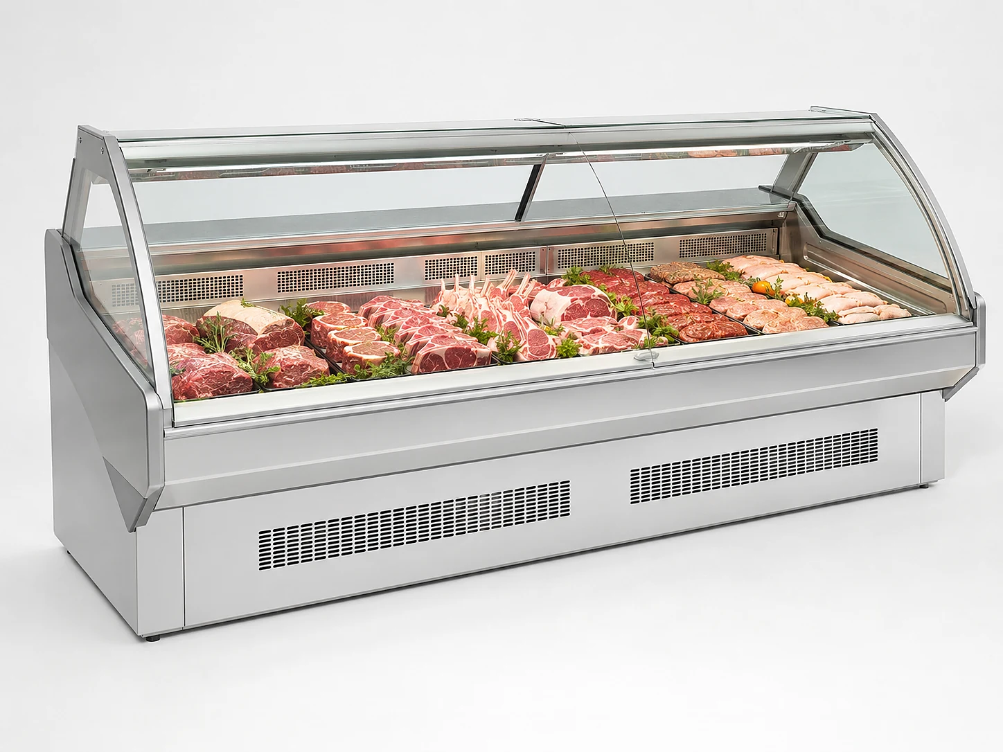 stainless steel refrigerated butcher meat display counter