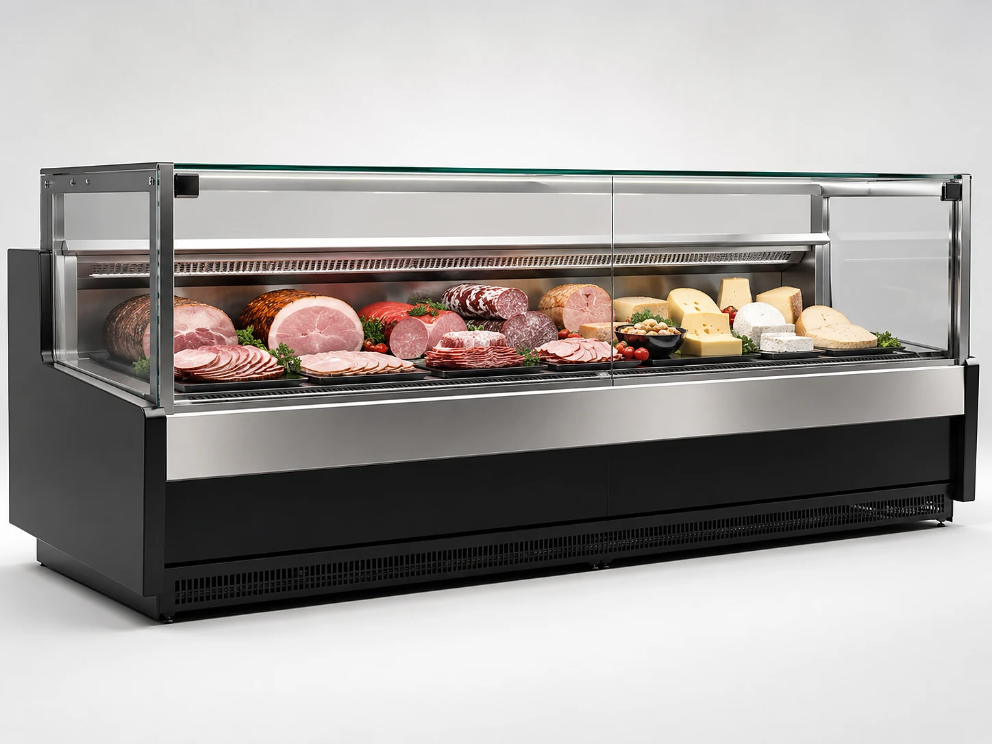 straight glass modern refrigerated deli serve-over counter