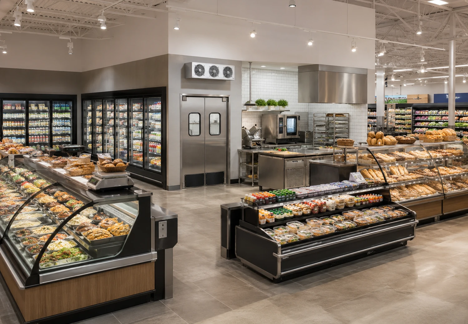 Supermarket equipment packages and prepared food areas