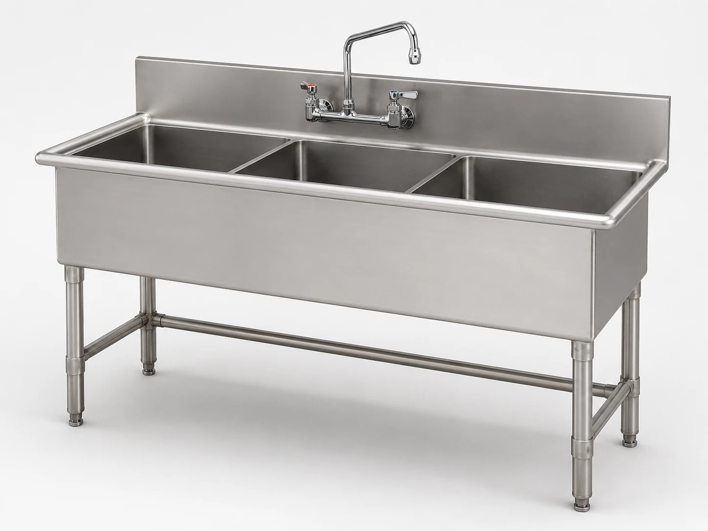 three compartment commercial stainless steel sink