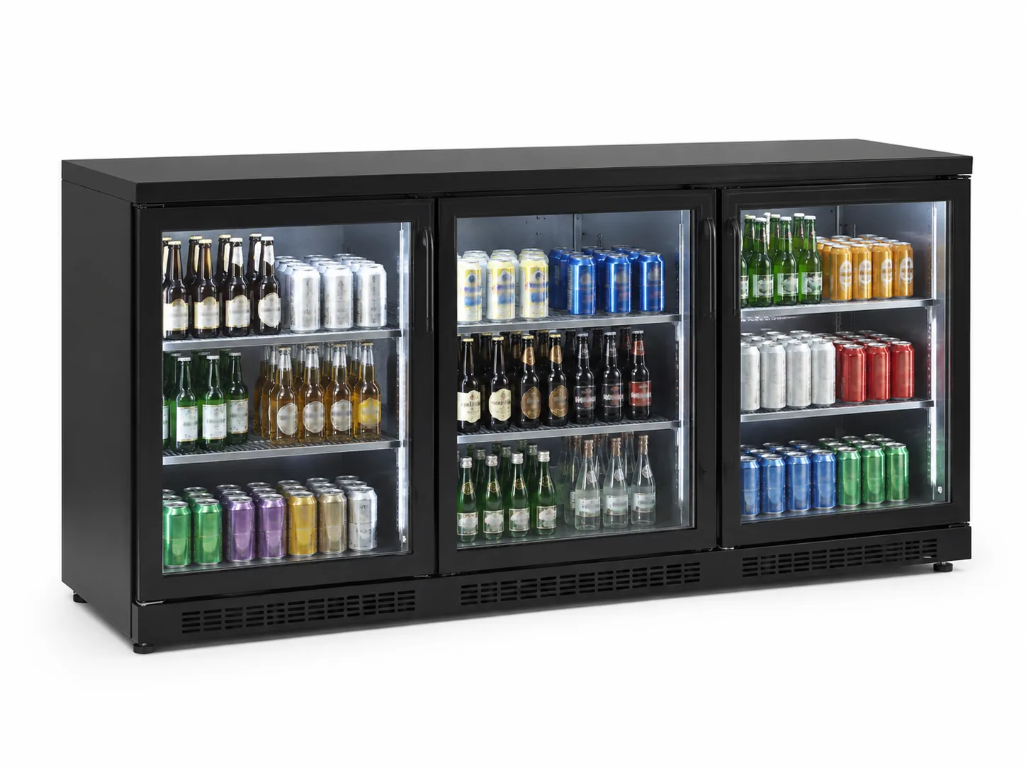 triple door back bar beverage cooler for high volume commercial bar service