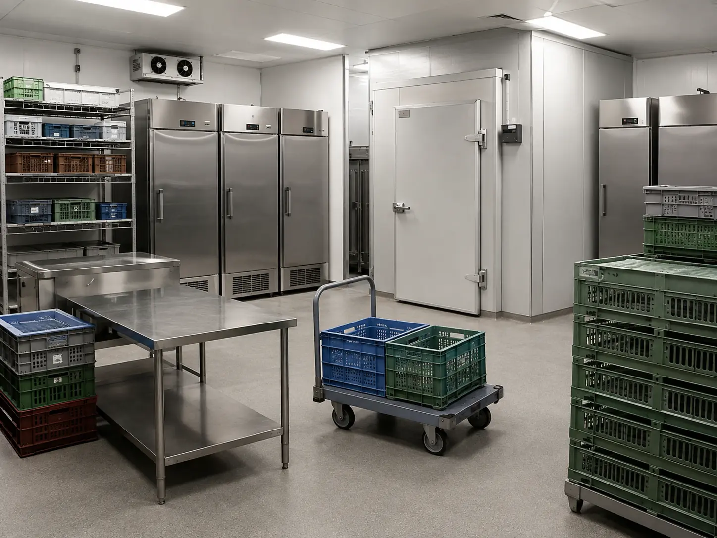 central kitchen cold storage and ingredient receiving area