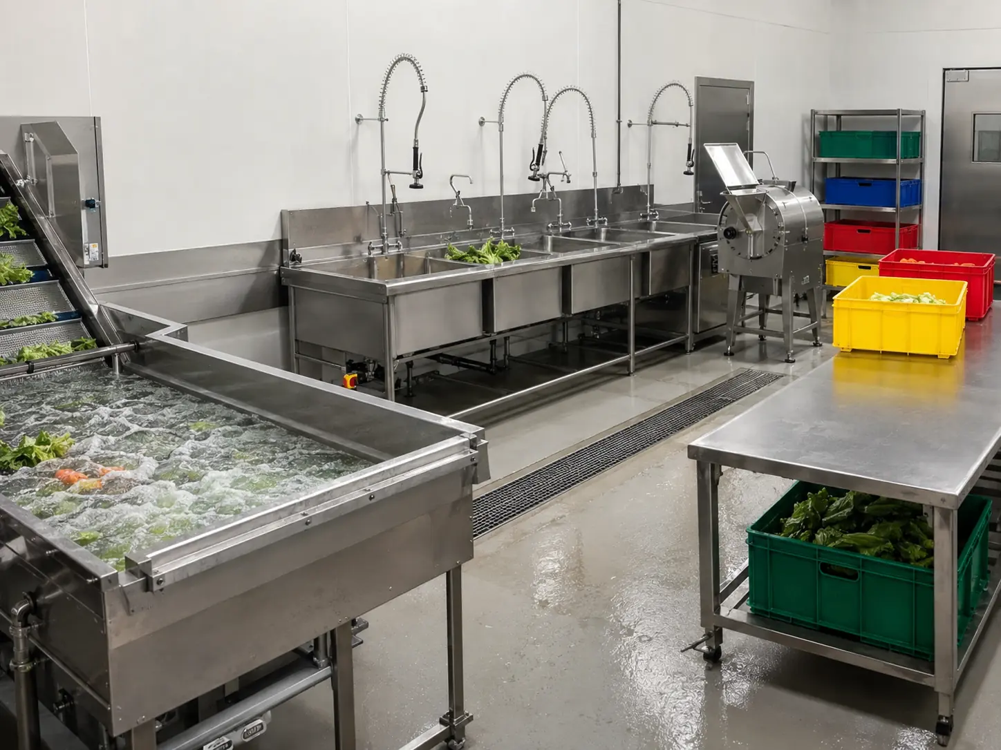 central kitchen vegetable washing and preparation equipment
