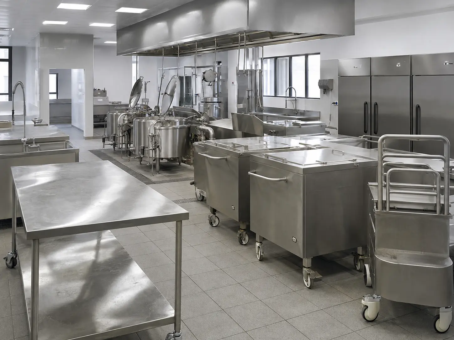 central kitchen and canteen equipment for batch food production