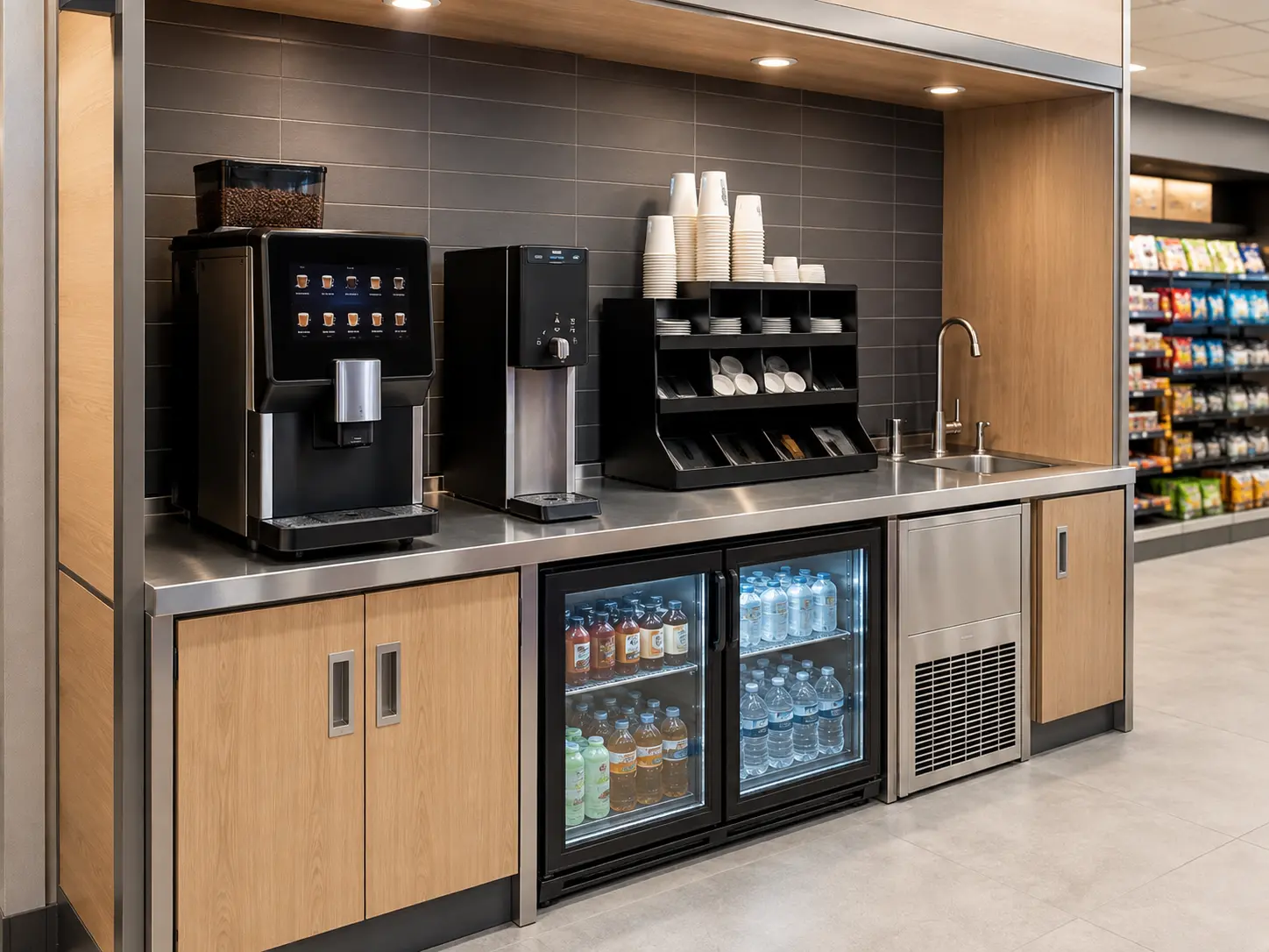convenience store coffee and beverage service counter