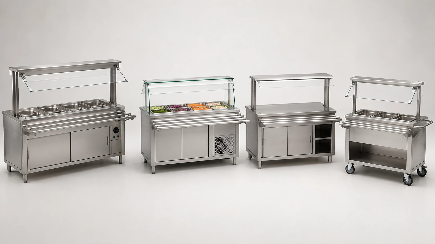 commercial buffet serving counter range with hot cold neutral and mobile modules
