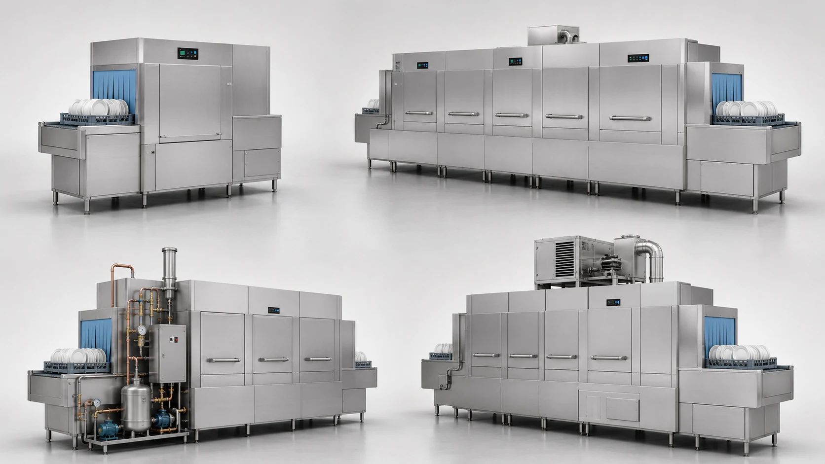 range of commercial conveyor dishwashers with standard multi-tank and heat recovery configurations