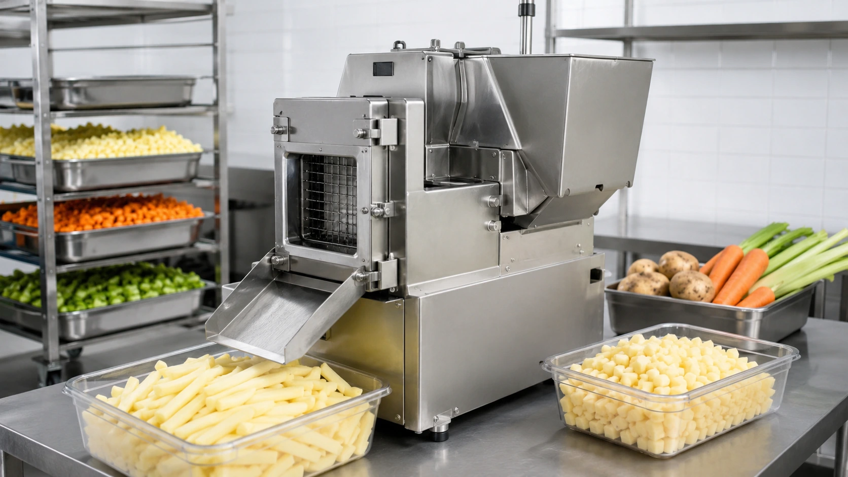 Commercial vegetable dicer and French fry cutting machine