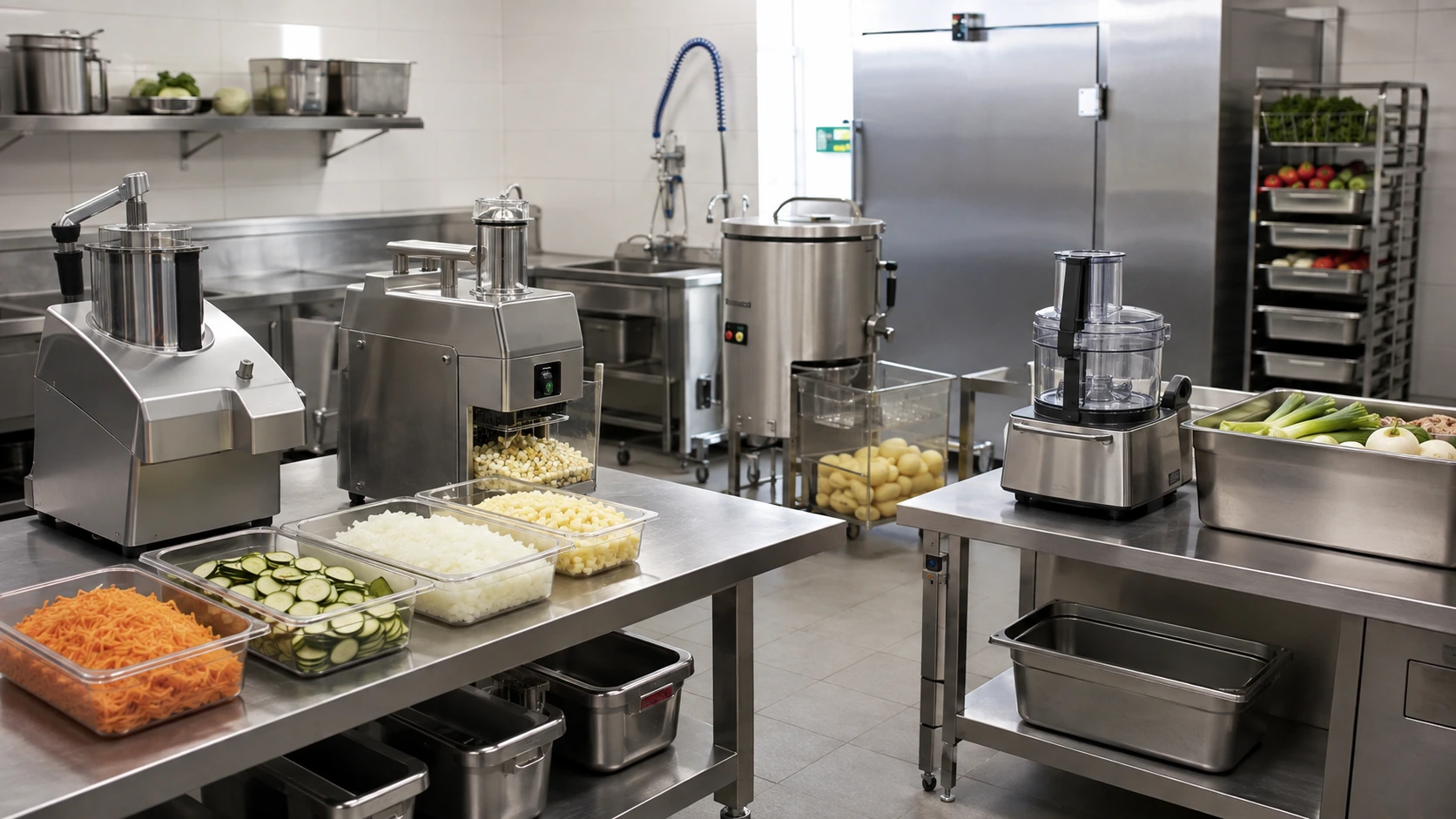 Commercial vegetable preparation application in a clean central kitchen