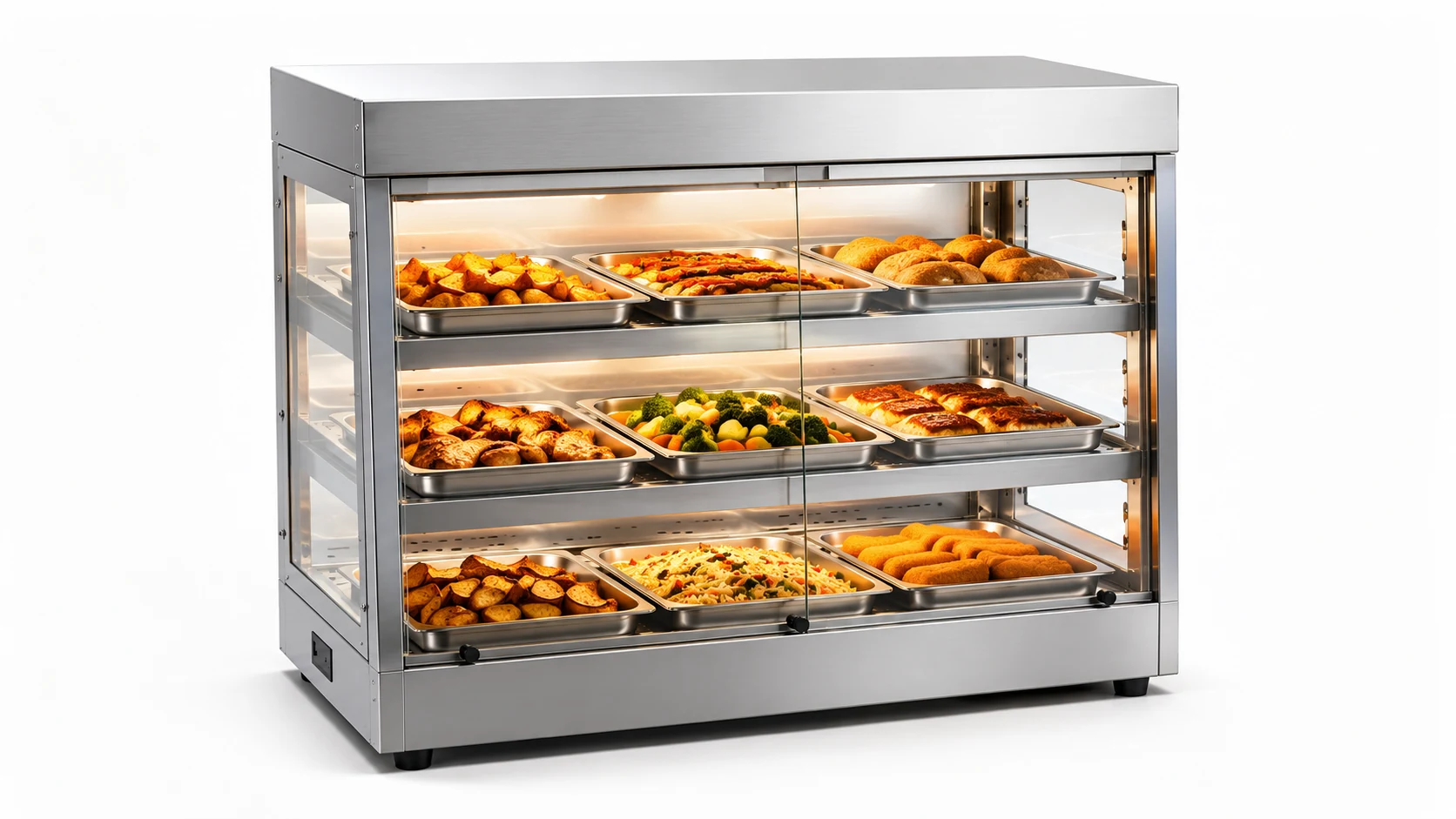 multi-level dry heat food warmer for prepared food holding
