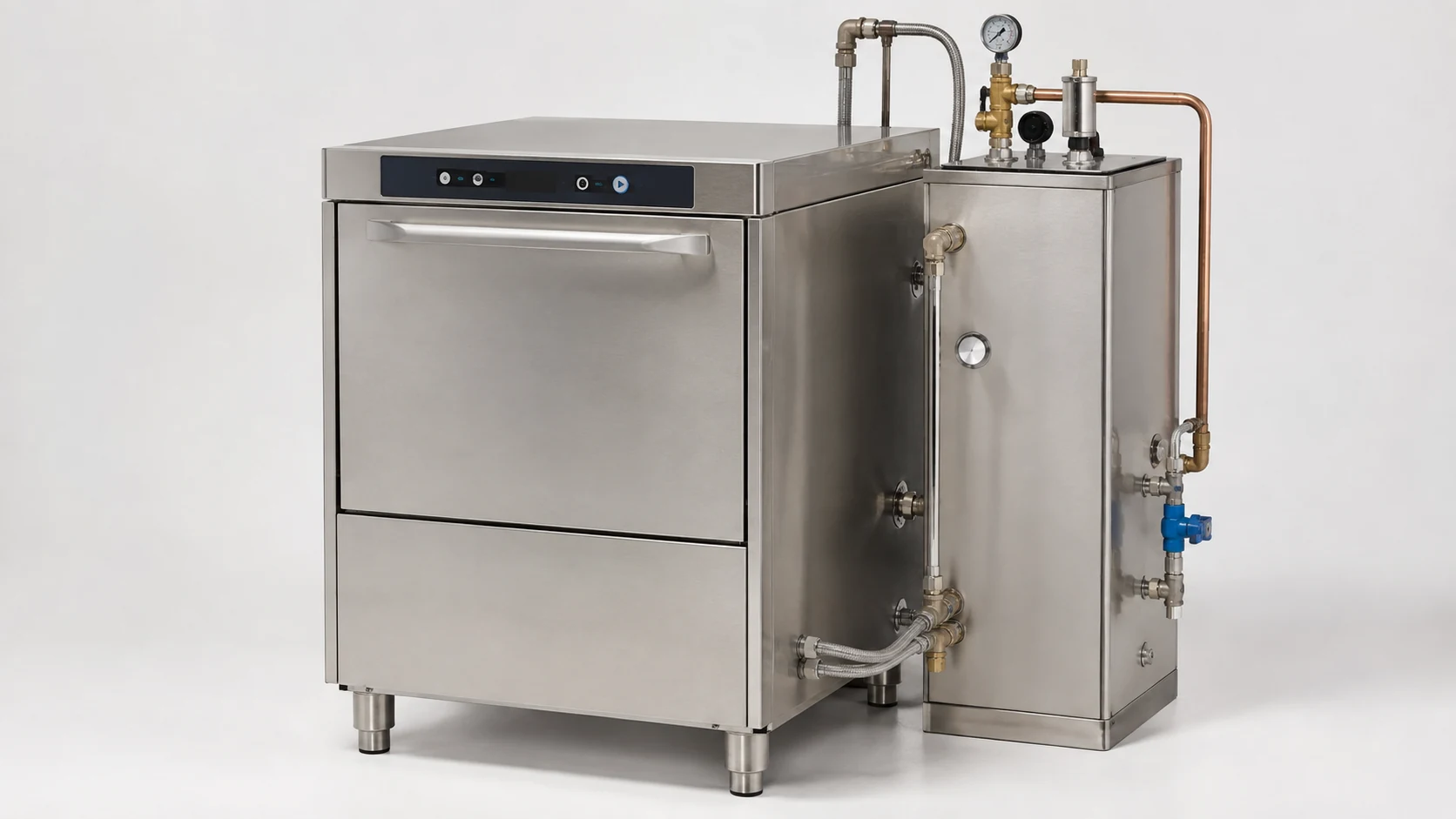 high-temperature commercial undercounter dishwasher with booster heating module