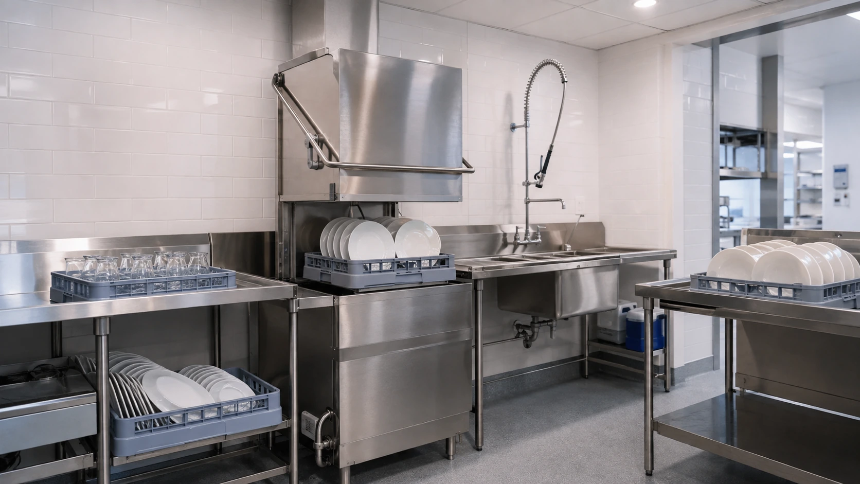 restaurant dishwashing area equipment