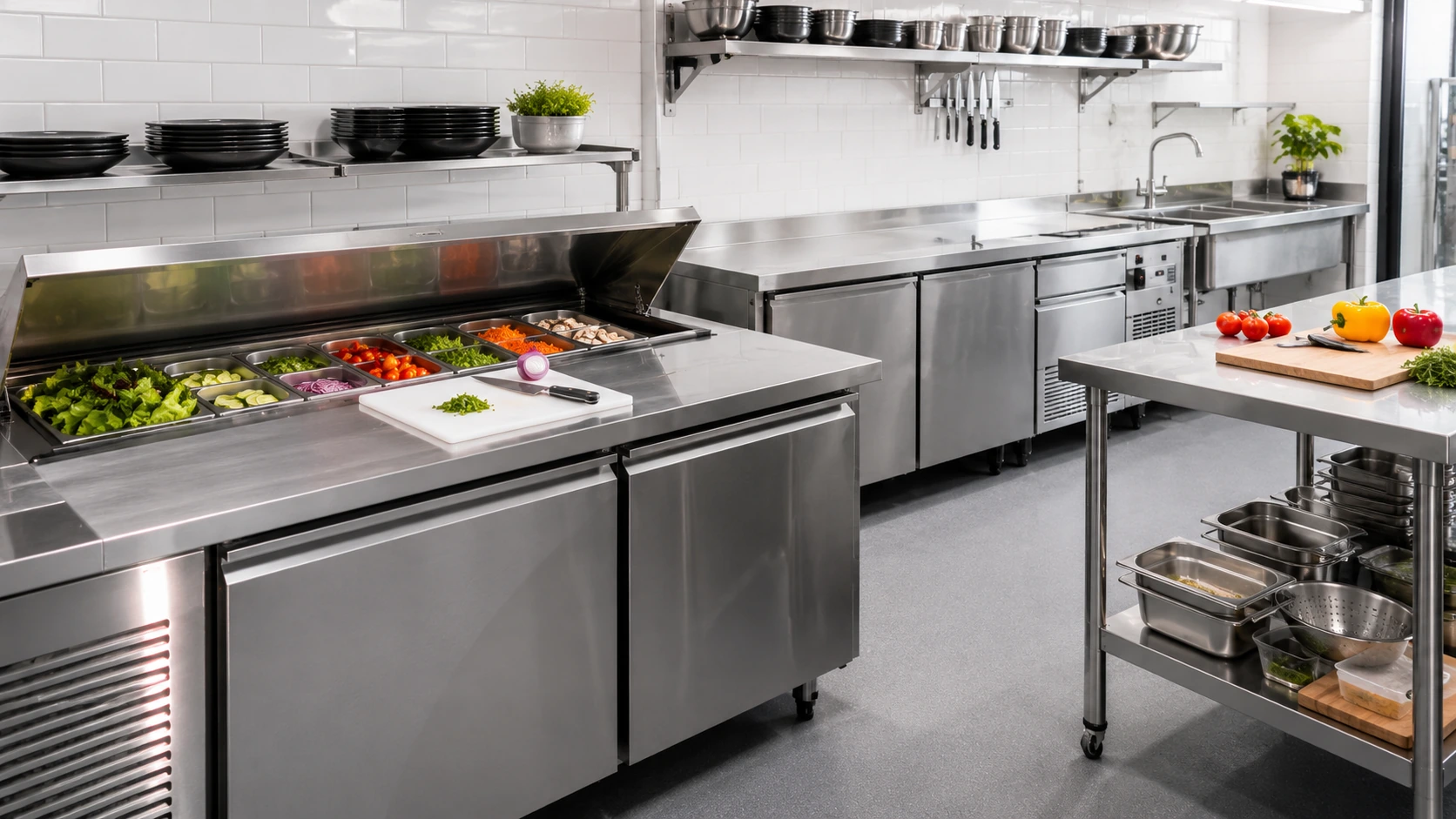 restaurant kitchen food preparation area