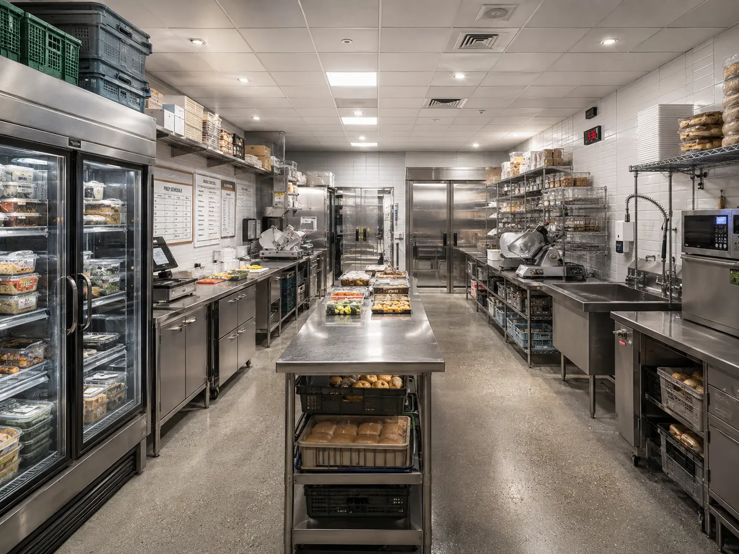 supermarket back of house food preparation area